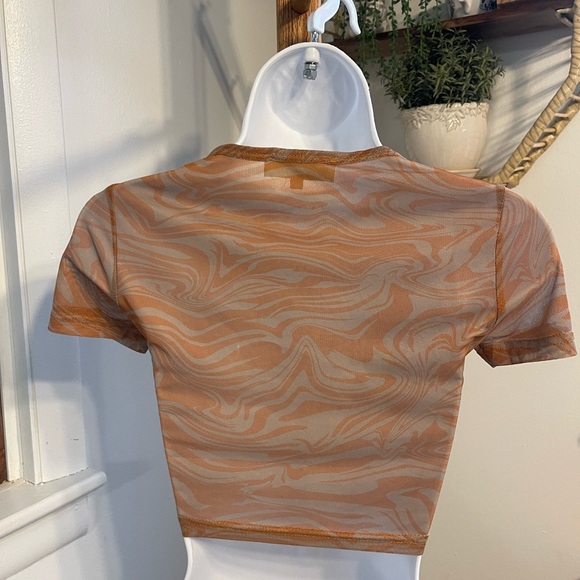 NWT Meshki Henley Sheer Crop Top - Picture 5 of 8